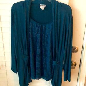 Bon  Worth Top Lace Cami and open cardigan jacket SZ XSP Green